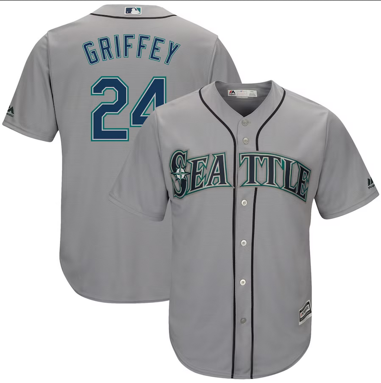 Men's Seattle Mariners #24 Ken Griffey Jr. Grey Cool Base Stitched jersey